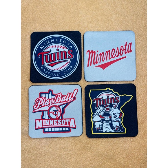 TWINS BASEBALL HIGH QUALITY COASTER SET (PACK OF 4 PER ORDER) - Picture 2 of 5